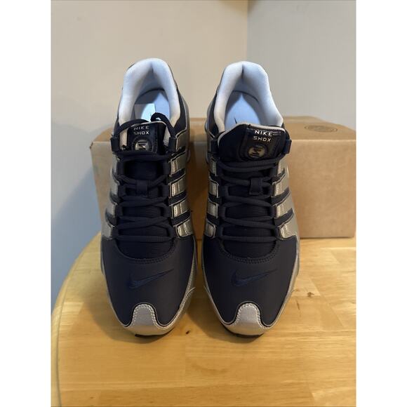 Size 10 - Nike Shox NZ Metallic Silver Midnight Navy NEW No Box - Picture 3 of 6